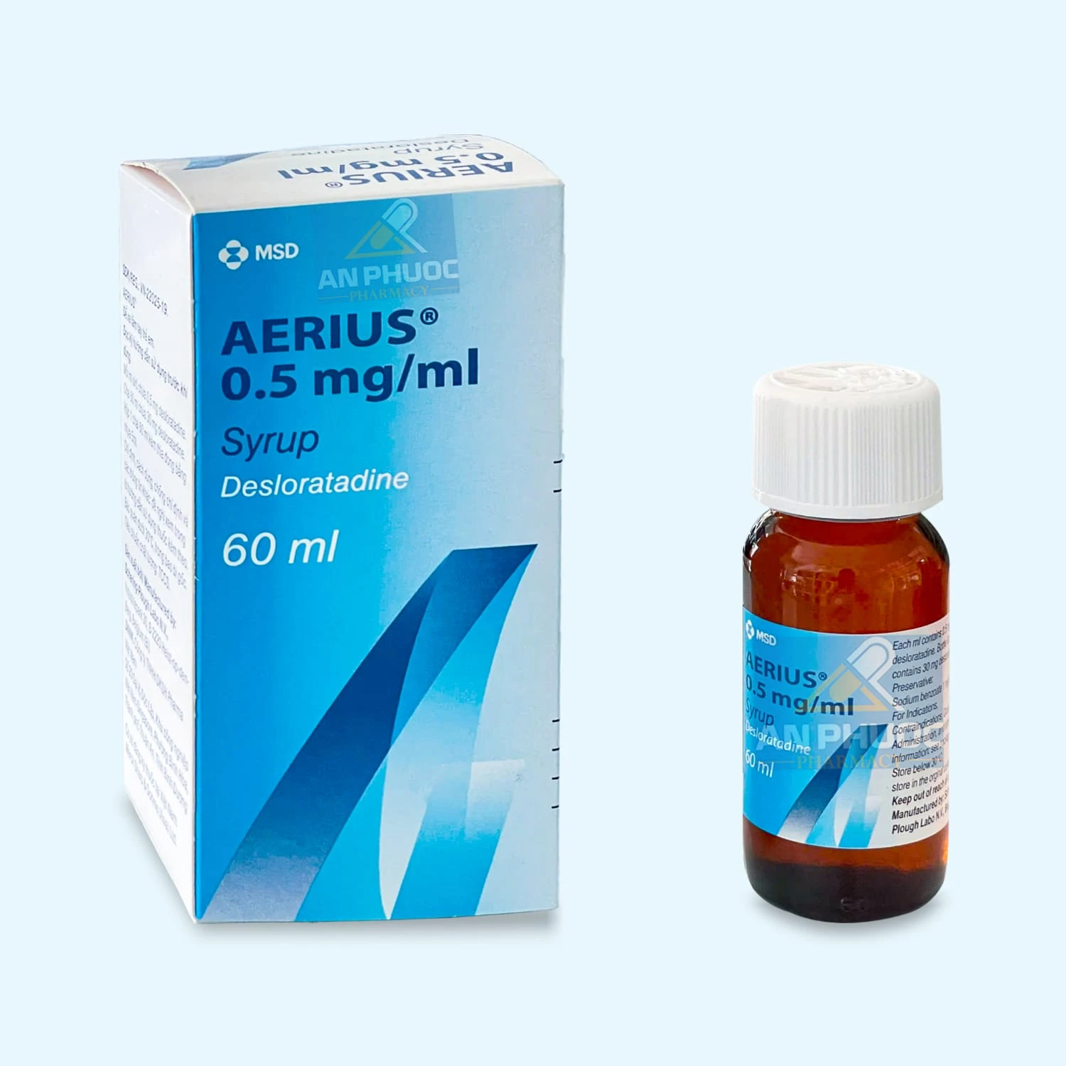 Thuốc chống dị ứng Syrup Aerius® (desloratadin) 0.5mg/ml | Chai 60ml
