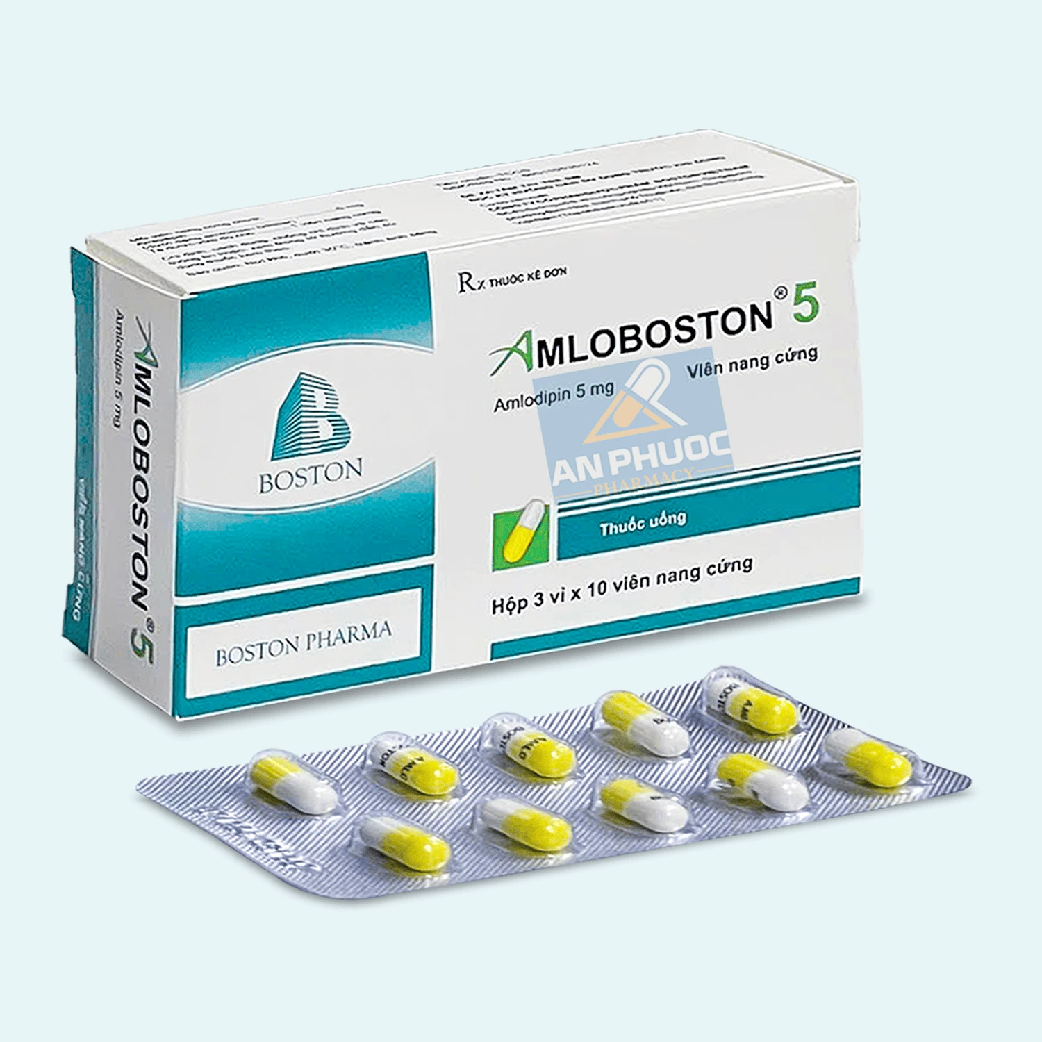 Thuốc điều trị tăng huyết áp Amloboston (amlodipin) 5mg