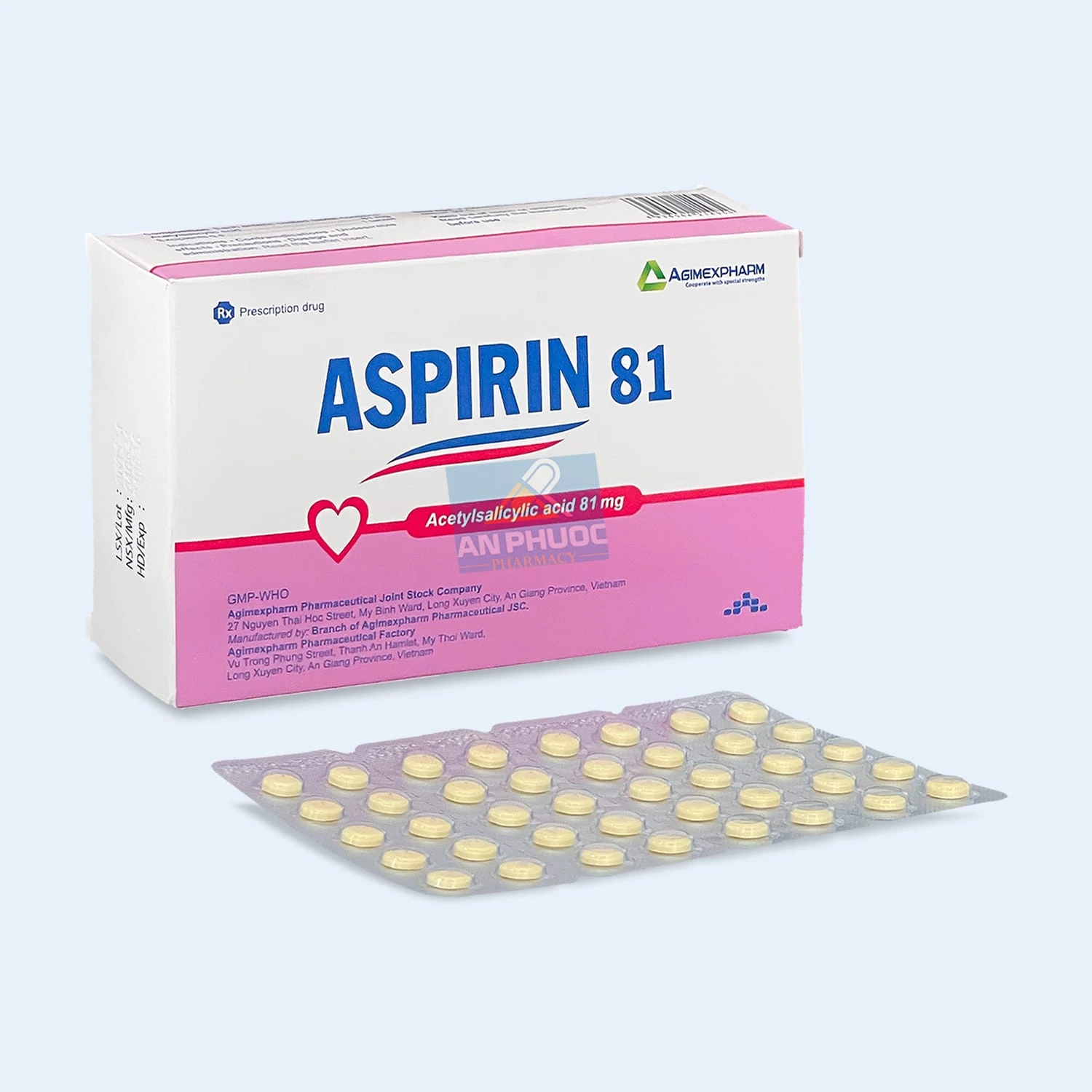 Thuốc Aspirin® (acid acetyl salicylic) 81mg Agimexpharm