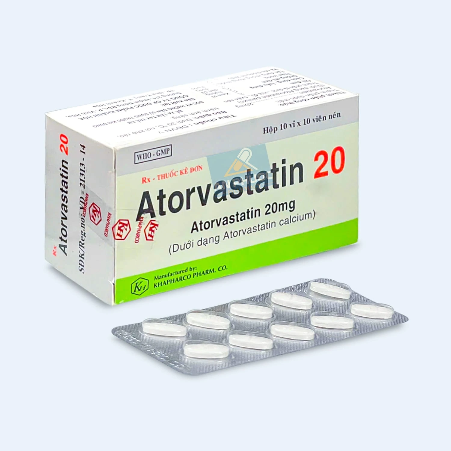 Thuốc hạ lipid huyết Atorvastatin® 20mg - khapharco