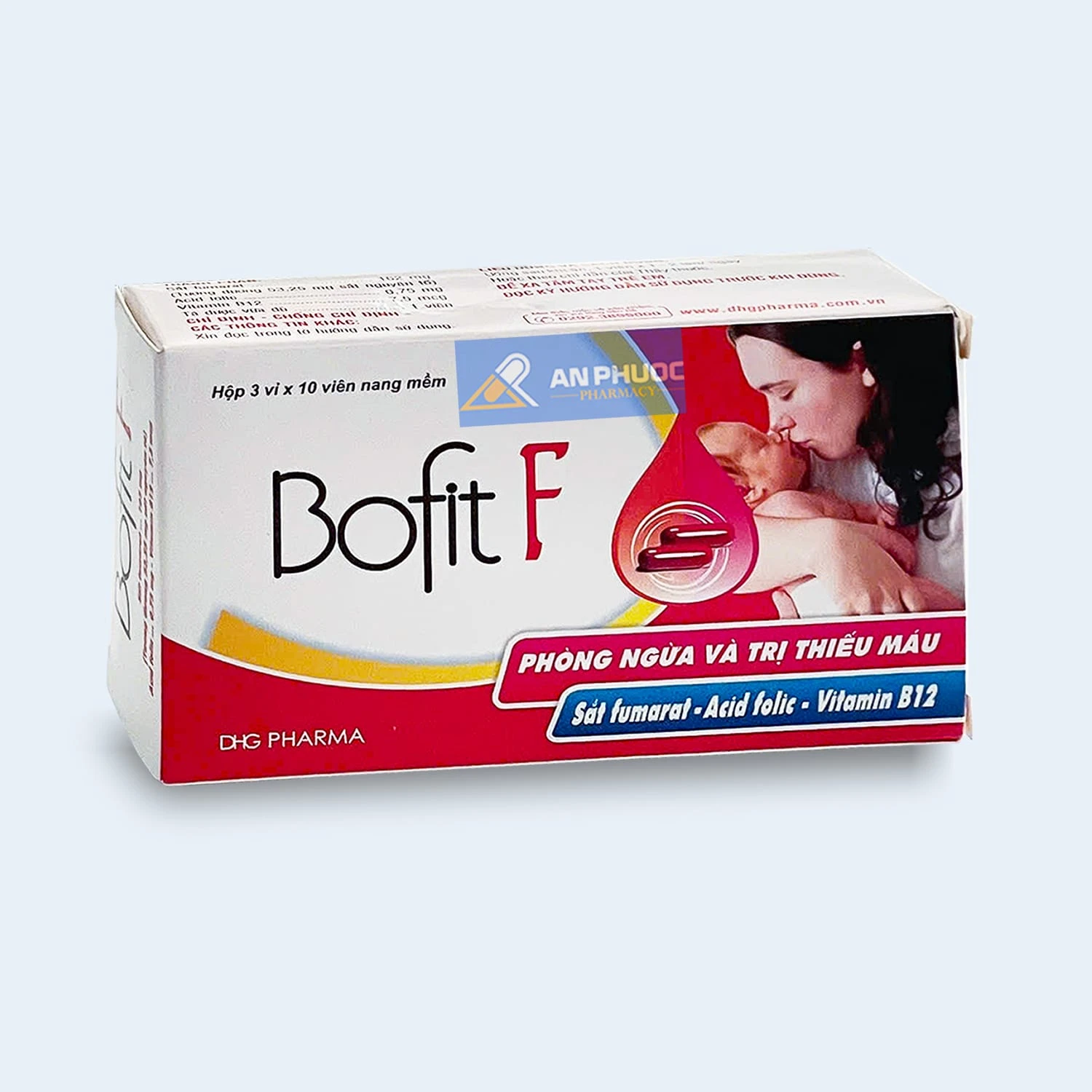 Thuốc Bofit F®, (sắt fumarat, acid folic, vitamin B12), Hộp 30 viên