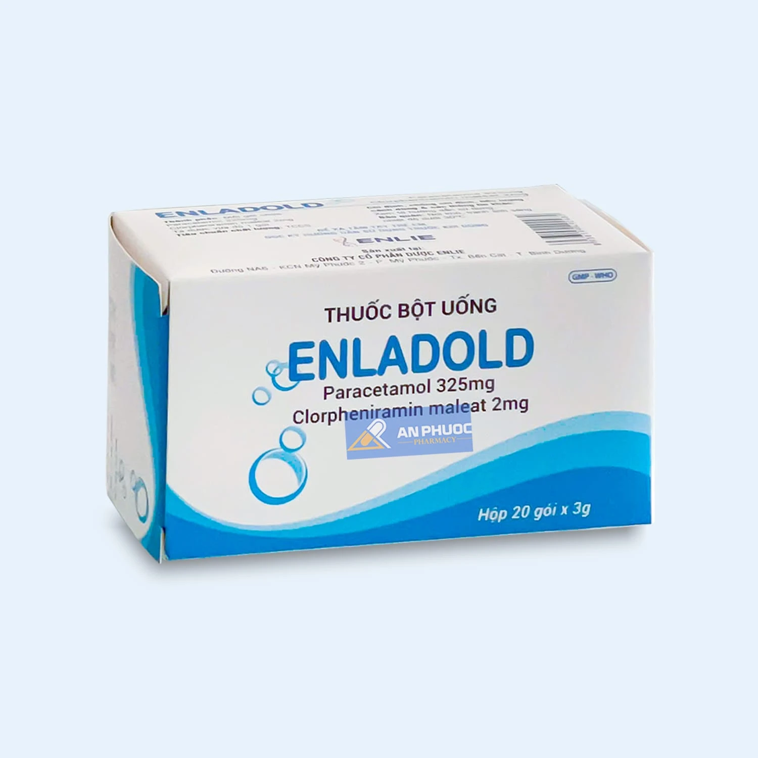 Thuốc Enladold® (paracetamole 325, Chlorpheniramine 2mg) | Hộp 20 gói x 3 gam