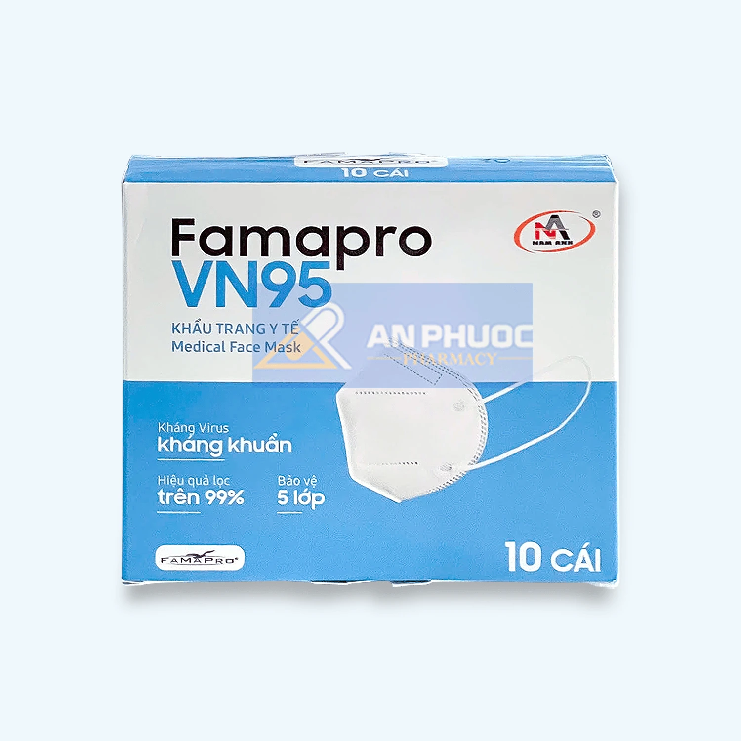 Khẩu trang y tế Famapro® VN95 (đen, trắng, xám, xanh) | hộp 1 chiếc