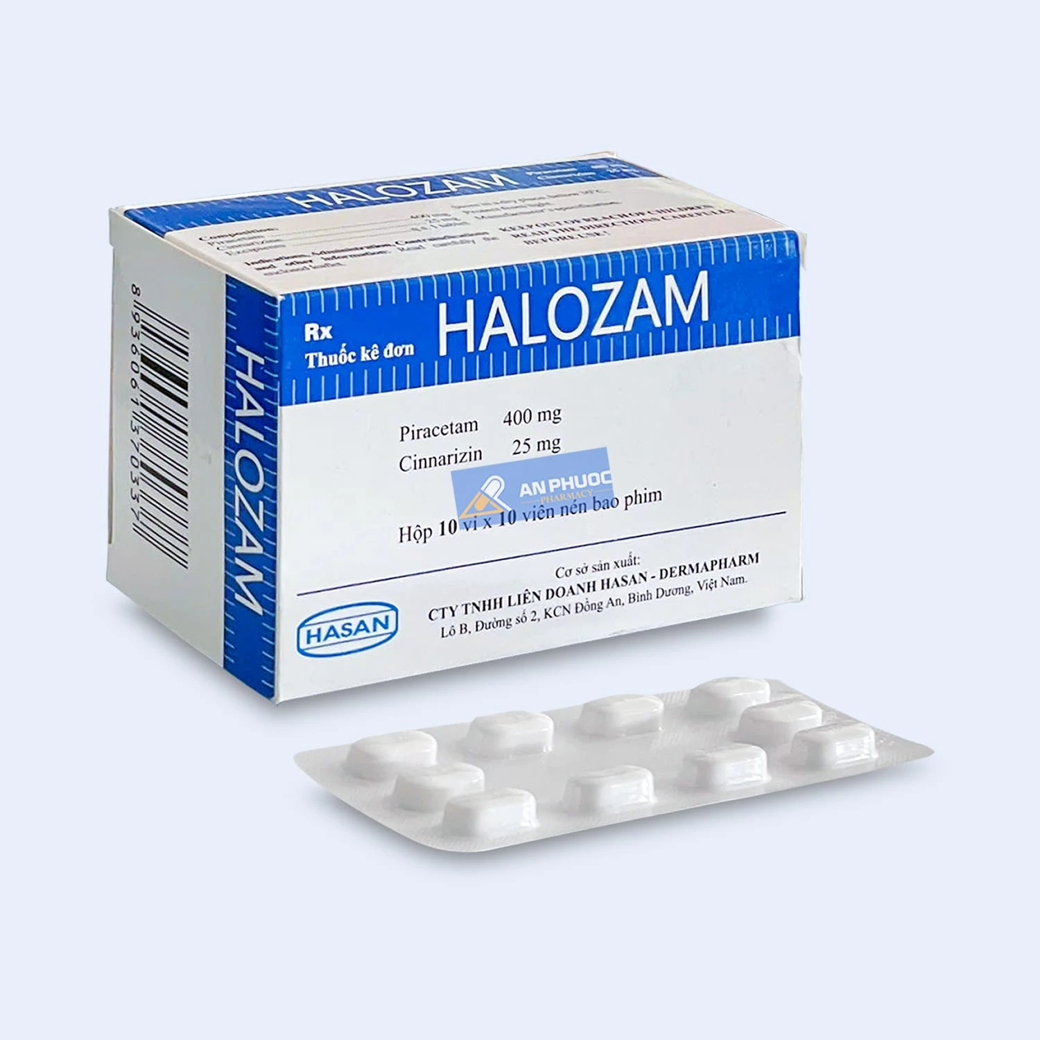 Thuốc Halozam® (piracetam, cinnarizin), Hộp 100 viên