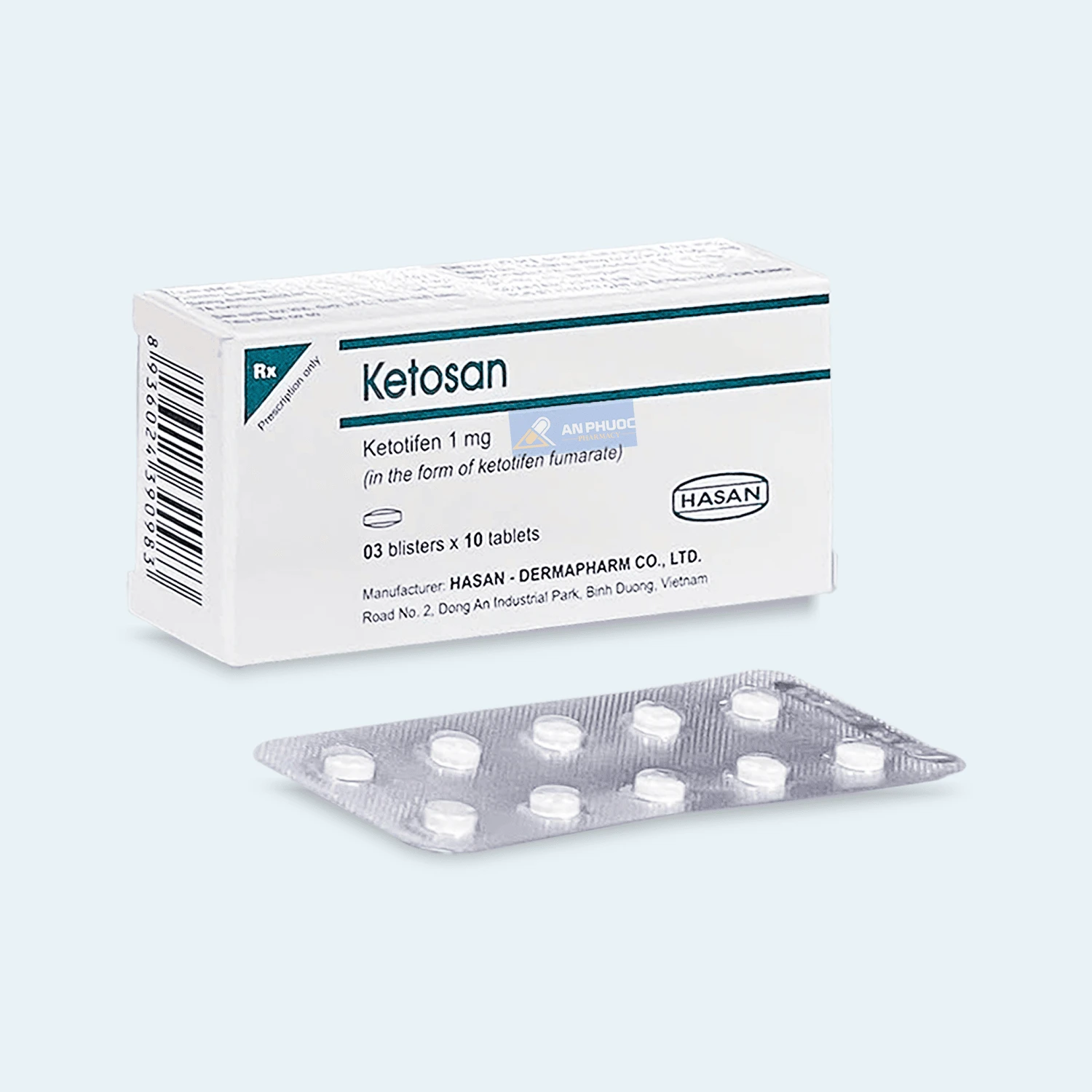 Thuốc viên nén Ketosan® (ketotifen fumarate) 1mg