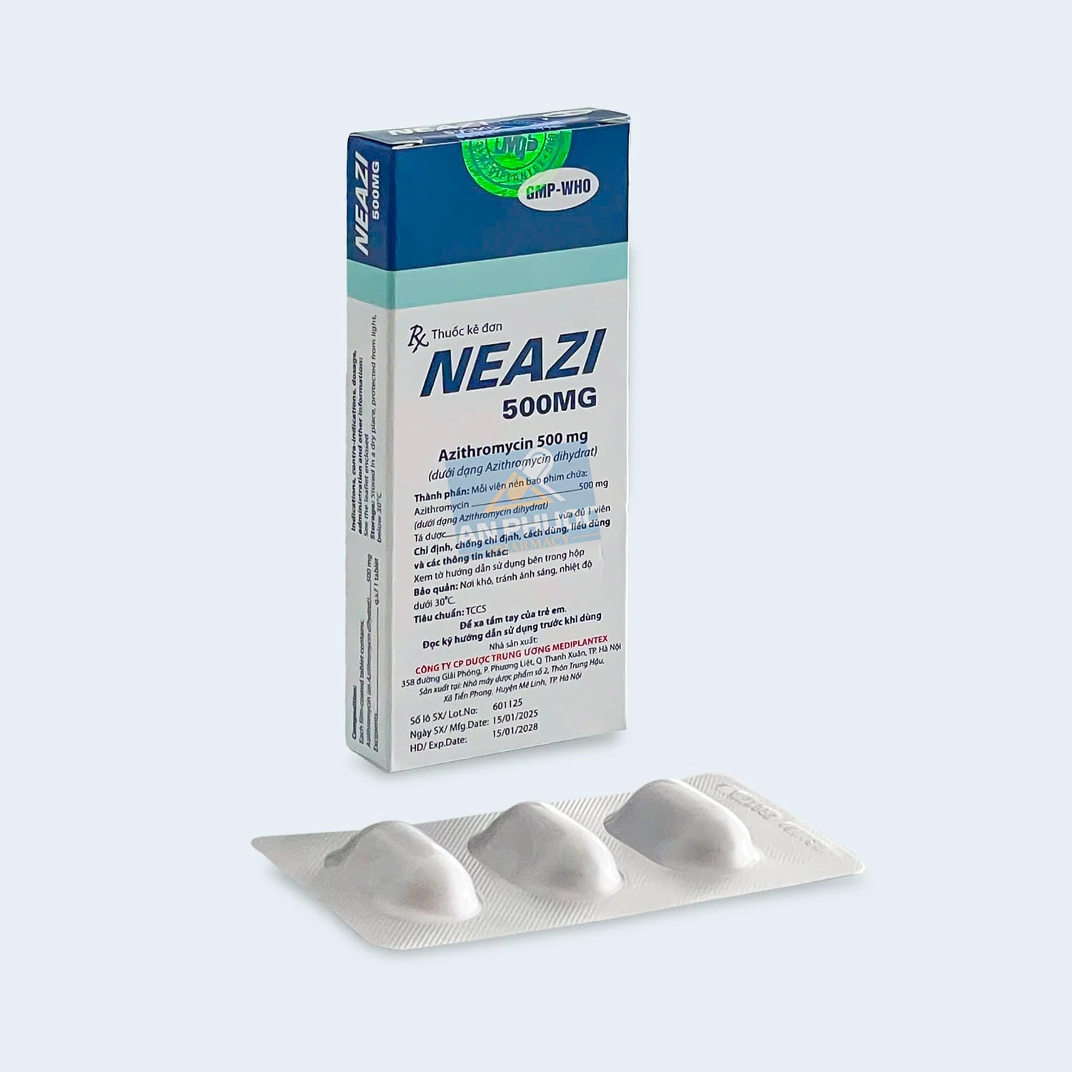 Thuốc kháng sinh Neazi® (azithromycin) 500mg