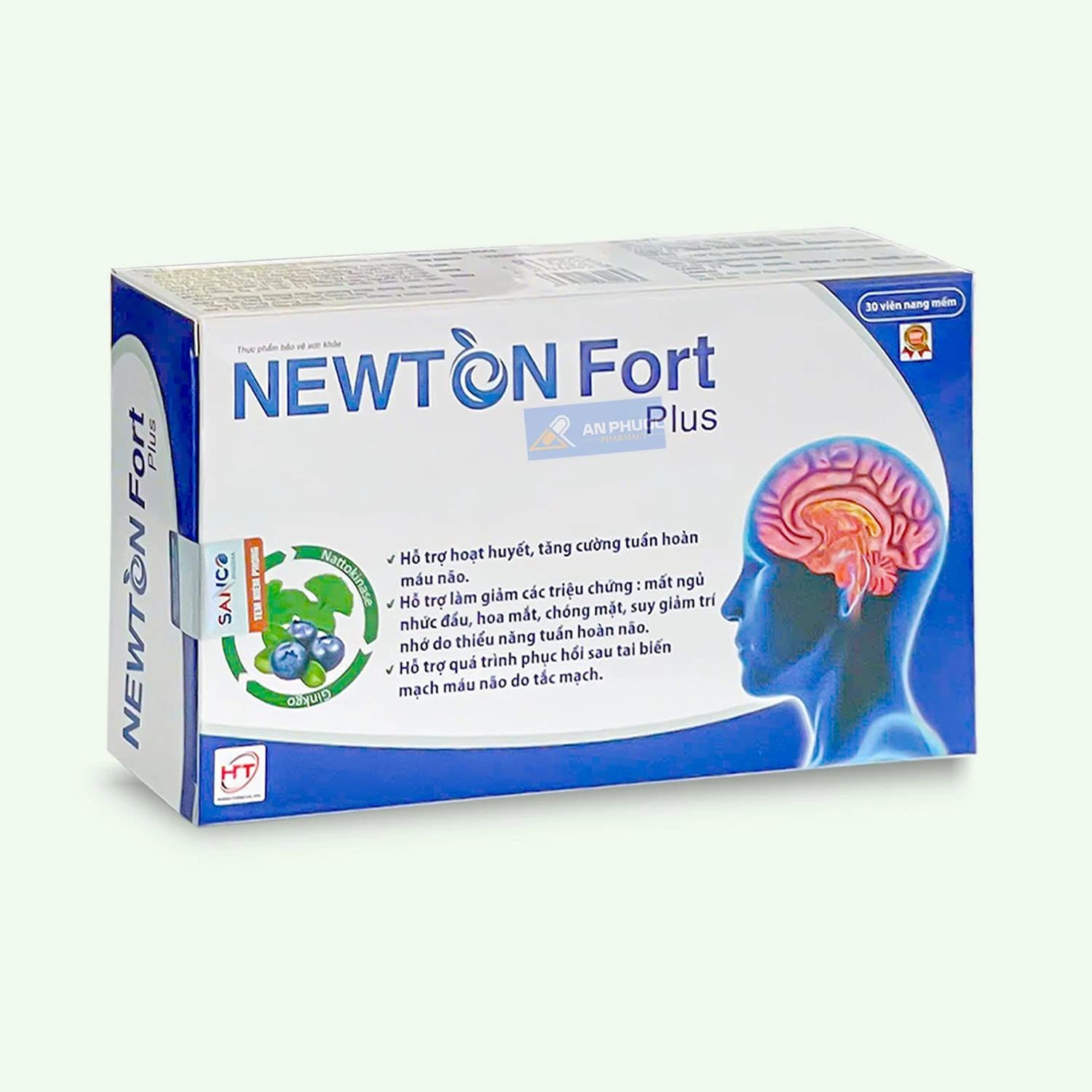 Newton Fort® Plus - Hỗ trợ hoạt huyết tăng cường tuần hoàn não, Hộp 30 viên