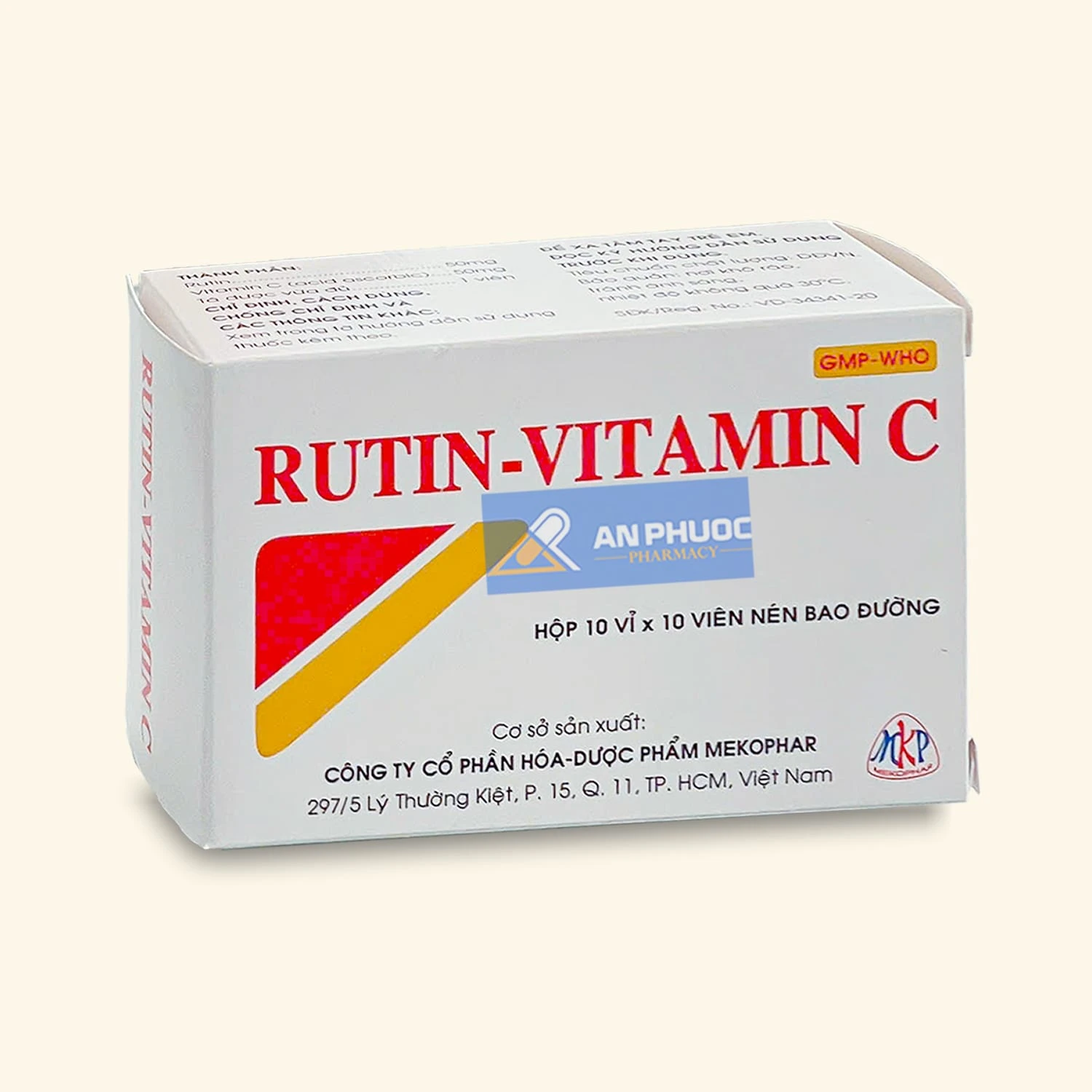 Thuốc Rutin-vitamin C, Mekophar, Hộp 100 viên