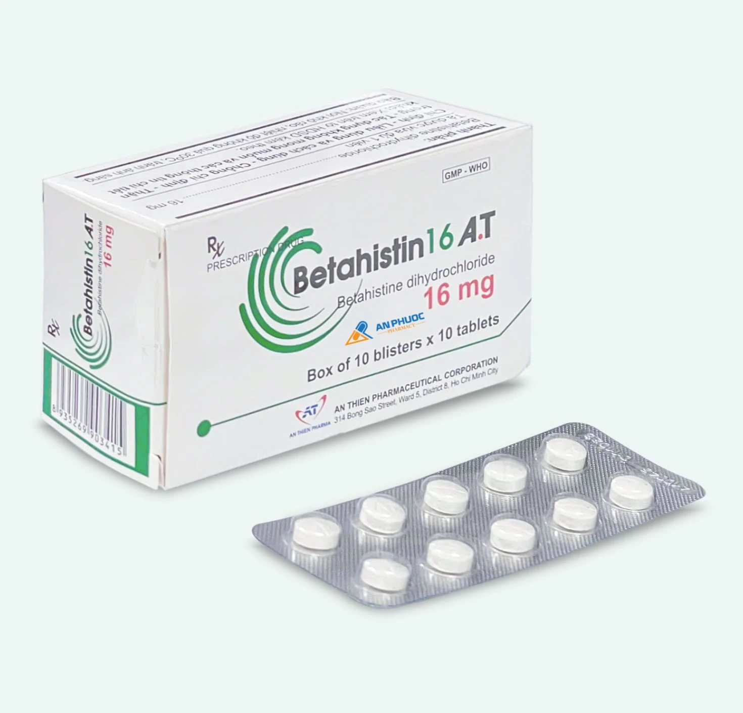 Thuốc trị chóng mặt Betahistin 16 A.T® | Hộp 100 viên