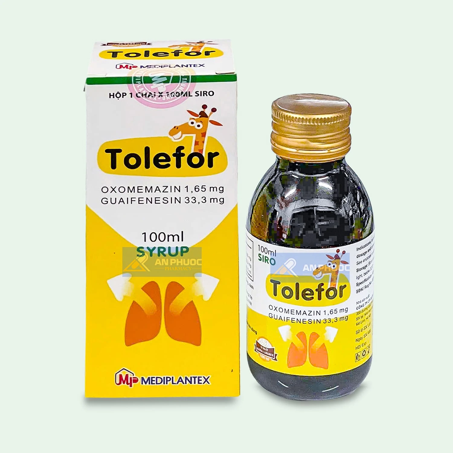 Thuốc Siro ho Tolefor® (oxomemazin, guaifenesin) 100ml