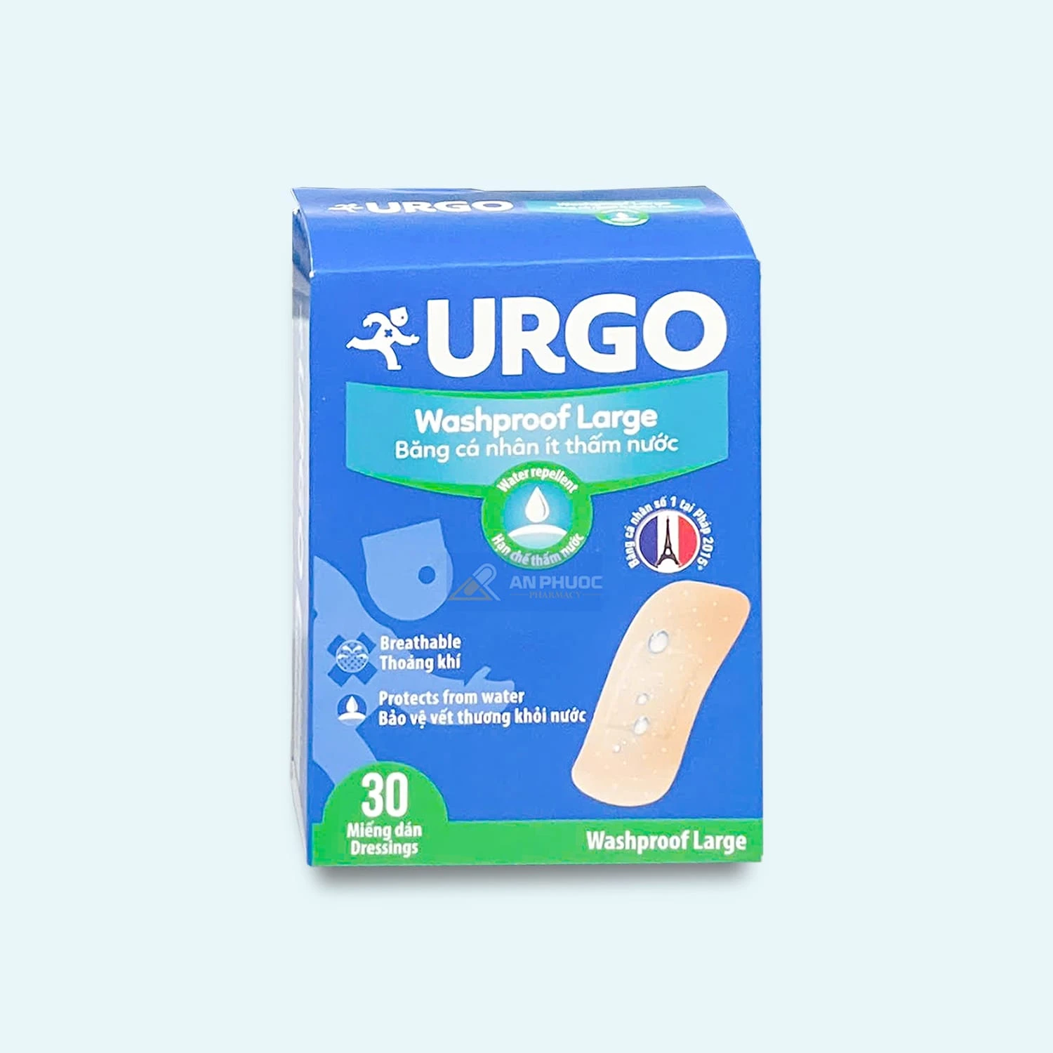 Băng cá nhân bản lớn Urgo® Washproof Large (3.8 x 7.2cm)