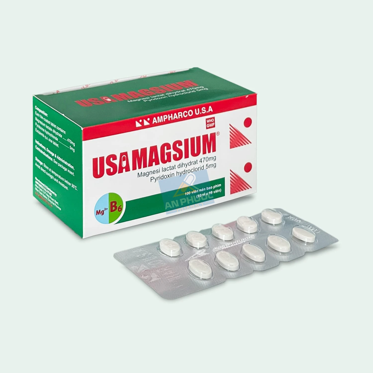 Thuốc Usamagsium® (magnesium lactate dihydrate, B6)
