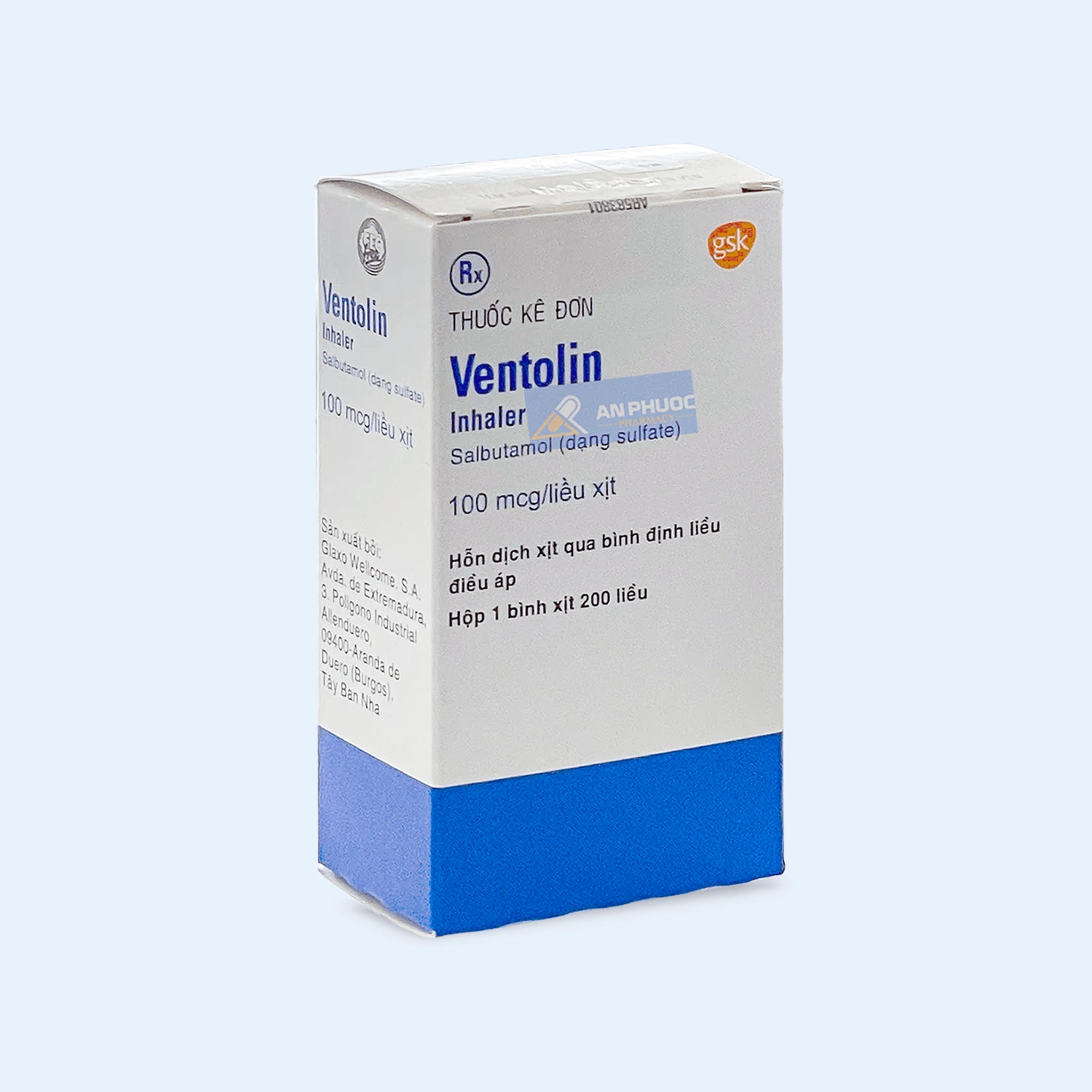 Thuốc hỗn dịch xịt Ventolin® (salbutamol) Inhaler 100mcg / liều xịt