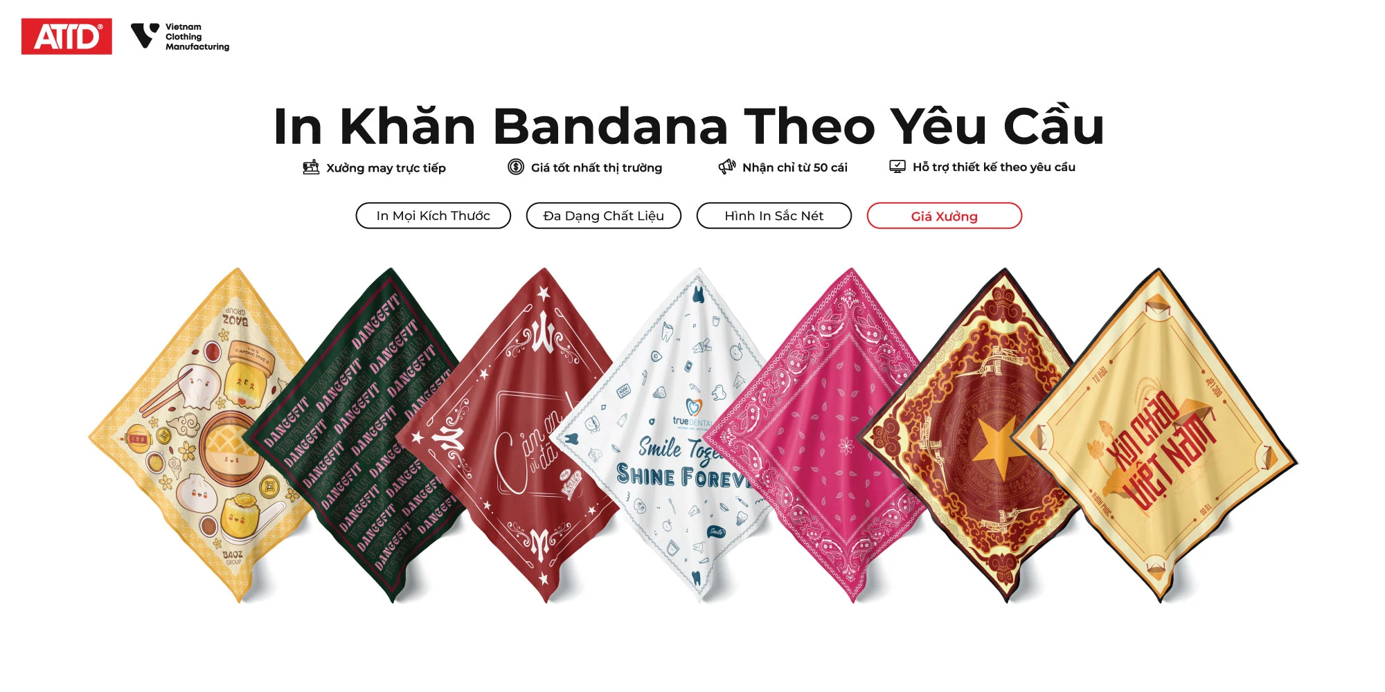 In Khăn Bandana Theo Yêu Cầu – Giá Tốt Nhất, Chất Lượng Cao Tại Áo Thun Thông Điệp